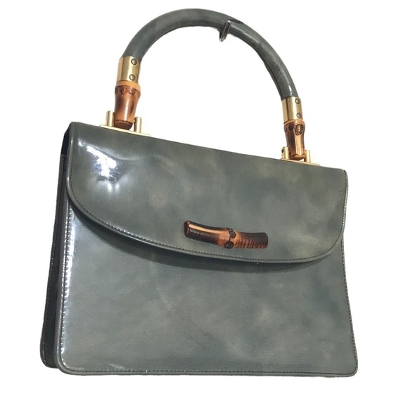 VINTAGE Meyer shiny green bamboo detailing handbag - Picture 1 of 13